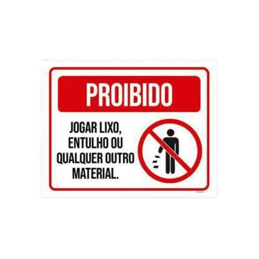 Imagem de Kit 5 Placas De Sinalização - Proibido Jogar Lixo Entulho