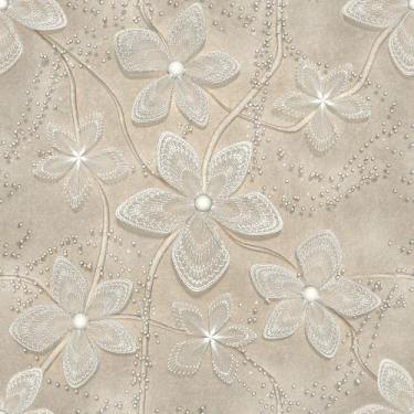 Imagem de Papel De Parede Adesivo Bege Floral Delicado  - Criptonita, 10M