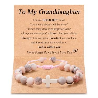 Imagem de Tarsus Pulseira de cruz para neta, presentes de neta da vovó, aniversário e Natal para neta, adolescentes, meninas, average, Pedra, Sem Pedra Preciosa
