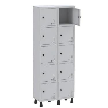 Imagem de Roupeiro De Aço Light 10 Portas Cinza Tranca Para Cadeado - Pandin