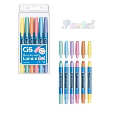 Imagem de Kit Caneta Marca Texto Cis Lumini Gel Pastel Estojo Com 6