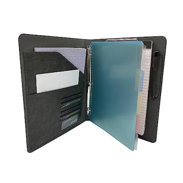 Imagem de Organizador de portfólio de fichário com pastas de arquivo coloridas, pastas de negócios e entrevistas com fichário de 3 anéis, prancheta