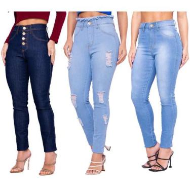 Imagem de Kit 3/ Calças Femininas Modelo Skinny Lançamento - Memorize Jeans, 4 b
