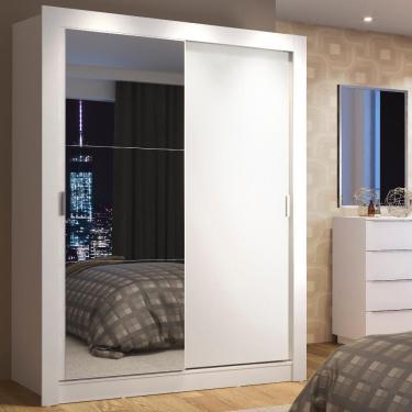 Imagem de Guarda-Roupa Solteiro Madesa Denver 2 Portas de Correr com Espelho - Branco XV