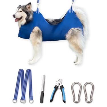 Imagem de Kkiimatt Arnês De Rede Para Cuidados Com Animais De Estimação 10 Em 1 Com Cortador/Aparador De Unhas, Lixa De Unhas, Rede Para Unhas De Cachorro, Estilingue Para Cuidados Com Cães Para Aparar/Cortar U