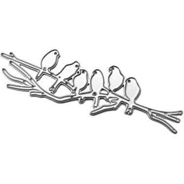 Imagem de Estêncil de corte de metal em relevo, estêncil, máquina de corte, pássaros no ramo, estêncil, corte em relevo, matriz, faça você mesmo, caseiro para scrapbook, cartões, fazer acessórios, decoração