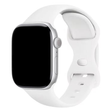 Imagem de Pulseira Sport Silicone Básica Esportiva Compatível com Apple Watch 38 40 41mm 42 44 45mm (Branco, 44/45/46/49mm)