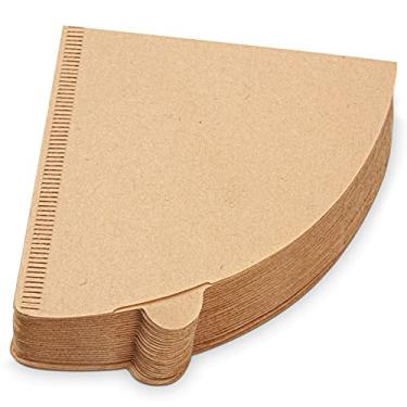Imagem de Filtros de café 2, filtros de café em cone, filtro de papel natural descartável, 1-4 xícaras, filtro de café compatível com V60 e cafeteira de gotejamento, (não branqueado, 100 unidades)
