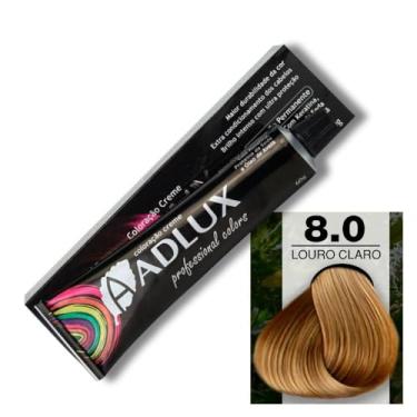 Imagem de Coloração Creme Adlux 8.0 Louro Claro 60g - Fundo de Pigmento Azul nas Cores Base, Mistura Fácil.