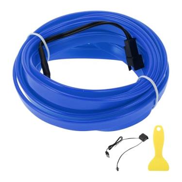 Imagem de A ABSOPRO Cabo de fio EL de 4 m LED com cordão luminoso, iluminação interior de carro, faixa de LED automotiva, luz neon flexível para decoração de carro USB (5 v) azul