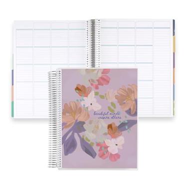 Imagem de Erin Condren Agenda escolar em casa sem data de 8,5 x 11 - capa clássica intercambiável com citação Bold Blooms | Com espiral de platina e papel de peso de texto de 36 kg