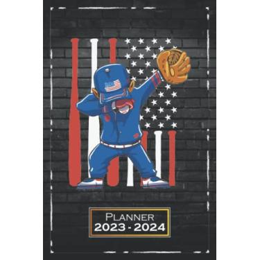 Imagem de Planner 2023-2024: Softcover, A5 (6x9) | One Week on a Double Page | From Monday to Sunday | Diary | Dabbing Baseball America | qb1
