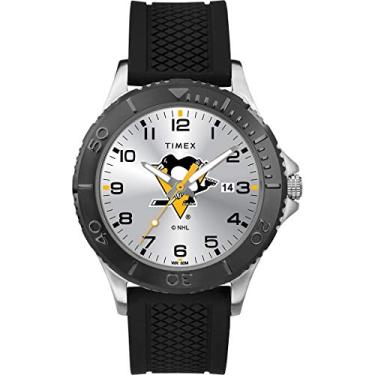 Imagem de Relógio gamer masculino Timex NHL 42 mm, Pittsburgh Penguins