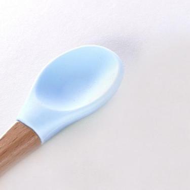 Imagem de Colher Silicone E Bambu Infantil Bebê Flexível Introdução Alimentar Re