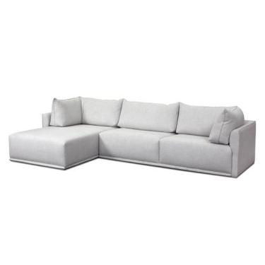 Imagem de Sofa 03 lugares 3,14mt Com Chaise Long Estofado Tecido Cinza Loah - Ge