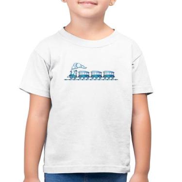 Imagem de Camiseta Algodão Infantil Trenzinho Brinquedo - Foca na Moda, Branco, 