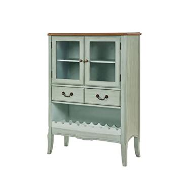 Imagem de LICONG-2020 Armário de vinho retrô com gavetas aparador de madeira com exibição de vinho para cozinha, sala de jantar, armário para armazenar bebidas alcoólicas