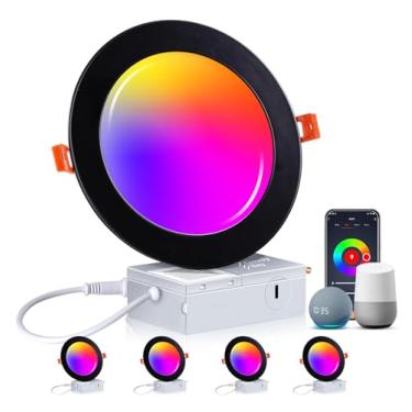 Imagem de CLOUDY BAY [Pacote Com 4] Luzes Embutidas Led Wifi Inteligentes De 6 Polegadas, Iluminação Embutida Com Mudança De Cor Rgbcw, Compatível Com Alexa E Google Home Assistant, Sem Necessidade De Hub, 15