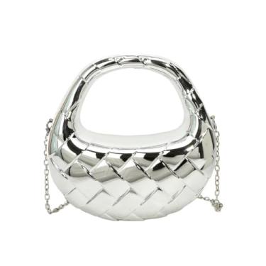 Imagem de GSYPS Bolsas femininas de acrílico fofas de acrílico clutch pequena exclusiva bolsa moderna de metal para festa e coquetéis, C - prata, 9.05"L x 3.5"W x 8.66"H, 23*9*22 cm