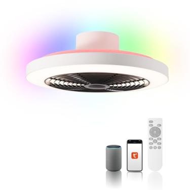 Imagem de Orison Ventilador De Teto Inteligente Sem Lâminas De Baixo Perfil Com Iluminação Ambiente Led-Rgb Compatível Com Alexa/Google Assistant/Controle De Aplicativo, Mudança De Cor De 6 Velocidades, Opera