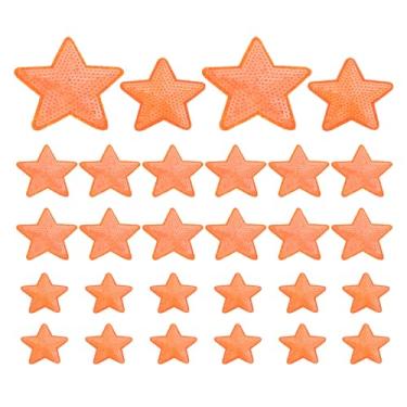 Imagem de PATIKIL Retalhos de lantejoulas com estrela de ferro, 28 peças costuradas em aplique bordado lantejoulas glitter remendos para sapatos faça você mesmo, roupas, chapéus, mochilas, fantasia, laranja