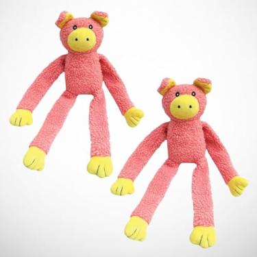 Imagem de KIT 2 PORCOS GRANDES DE PELÚCIA Brinquedo Mordedor Porco Interativo com Apito Som para Cachorro Pet