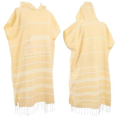 Imagem de 1 peça de algodão turco poncho de surfe trocador de toalha de banho com bolso plus size toalha de praia vestível toalha de praia com capuz para homem adulto mulheres praia piscina (amarelo, G)