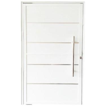 Imagem de Porta Pivotante de Alumínio Branco Com Puxador e Friso Linha 25 - Komo