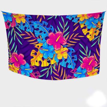 Imagem de Canga/Pareô Sublimado Floral Azul/Rosa/Amarelo 1,00x1,50m - Fera Print