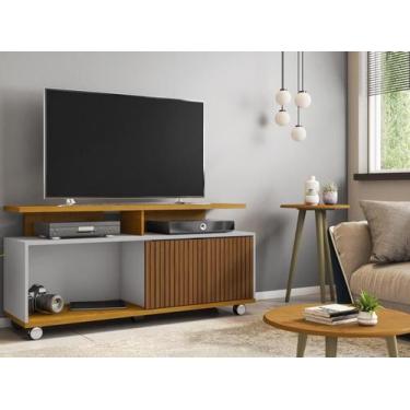 Imagem de Bancada Para TV Barcelona Nature Off White Ripado - Mais de Casa