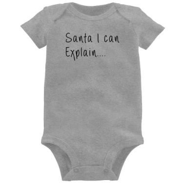 Imagem de Body Bebê Santa I can explain - Foca na Moda, Cinza, G
