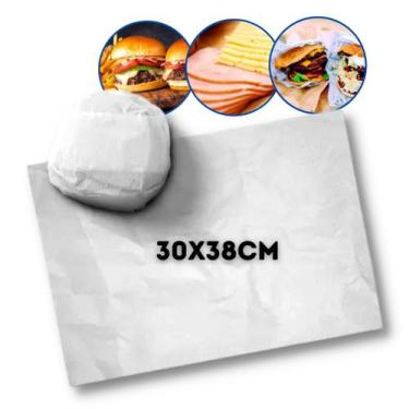 Imagem de Papel Acoplado Mono Branco Liso para Hamburguer Frios Lanches - 30x38c