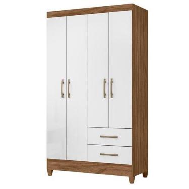 Imagem de Guarda Roupa Solteiro Chile 4 Portas Naturale Branco - Moval, Naturale
