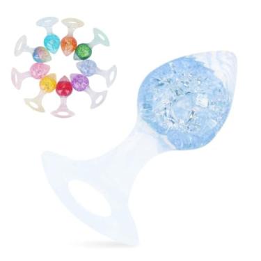 Imagem de Plug Anal Coração Pequeno Em Silicone Com Esfera De Vidro Interno Macio Seguro Prazer Suave [AZUL]