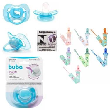 Imagem de Kit 3 Peças 2 Chupetas Comfort + Prendedor Buba Menino Azul, Azul