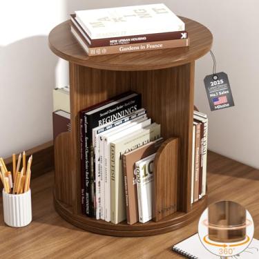 Imagem de Mihoho Estante giratória, prateleira giratória de 2 andares, organizador de livros giratórios, estante de canto para estudo, escritório, quarto, sala de estar (um andar)