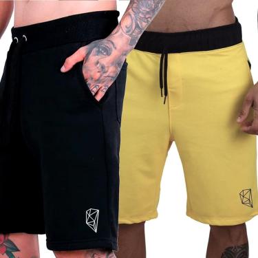 Imagem de Kit 2 Bermuda Plus Size Moletom Shorts Masculino Tamanho Especial Confortável Treino Academia-Masculino