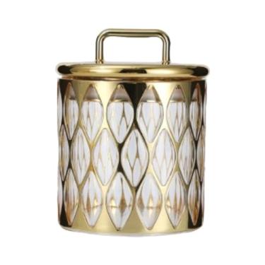 Imagem de Fenteer Cereais Storage Box Boletim de armazenamento de alimentos com jarra decorativa de tampa para fazenda, M Square Pattern