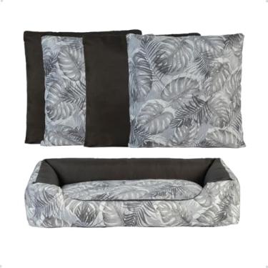 Imagem de Kit Almofada Para Sofá Sala E Quarto Com Cama Pet Estilo (Folhas/Branco)