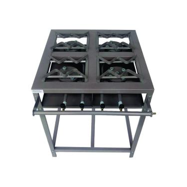 Imagem de Fogão Industrial 4 bocas Cinza Alta Pressão + Kit Mangueira