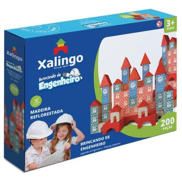 Imagem de Blocos de Montar Infantil Brincando de Engenheiro 200 Peças - Xalingo
