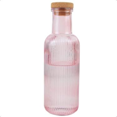 Imagem de Garrafa de Vidro com Tampa 1L Colorida Transparente para Água Geladeira (Rosa)