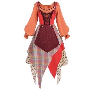 Imagem de NSPSTT Fantasia de Halloween Sanderson Ssters para adultos, fantasia de bruxa Mary Sanderson, para mulheres, plus size, Laranja, XXG