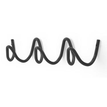 Imagem de Bumtosc Suporte de parede para cabideiro, ganchos de parede onda criativa capacidade de 20 kg, fácil instalação, ganchos multiuso para casaco, chapéu, bolsa, guarda-chuva (preto, 29 cm x 7,5 cm (11,41