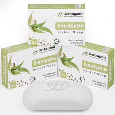 Imagem de HERBOGANIC Sabonete de ervas de eucalipto | Pacote com 3 de sabonete em barra de 142 g | Sabonete em barra natural para rosto e corpo | Hidratante e nutritivo | Adequado para homens e mulheres
