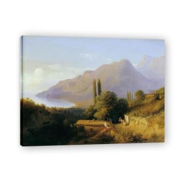 Imagem de Lev Lagorio Prints. Pintura de arte de parede de paisagem marítima. Pôster de reprodução de impressões em tela de paisagem para decoração de casa. (Paisagem da Crimeia). Moldura interna de 60 x 80 cm