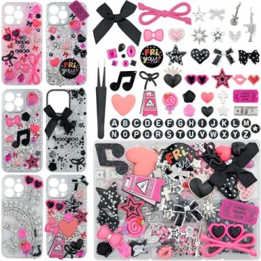 Imagem de DoDoBeads Kit de decoração de capa de telefone lixo, pingentes para personalizar capas, laço kawaii, contas de letras, acessórios para unhas, pérolas planas, strass, decoração estética fofa para