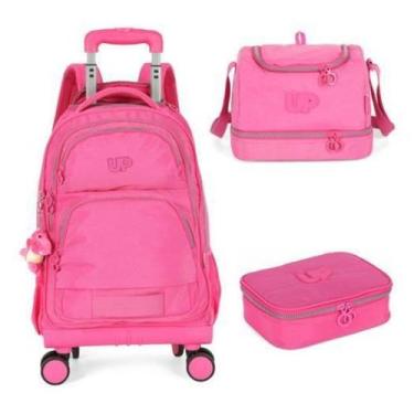 Imagem de Kit Mochila Carrinho 360 Crinkle Up4You Feminino Haste Dupla - Luxcel