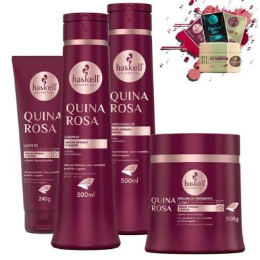 Imagem de Kit Haskell Quina Rosa Sh Cond Mascara 500g + Leave-in 240g