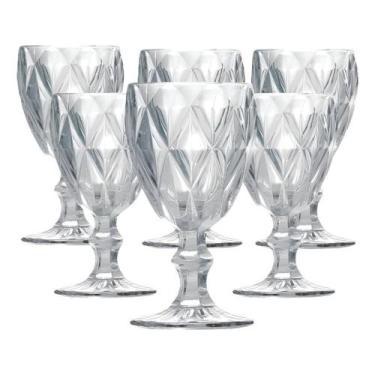 Imagem de Jogo Taças Diamante Vidro 340ml Copo Diamond Moderno Luxo - Prati Casa